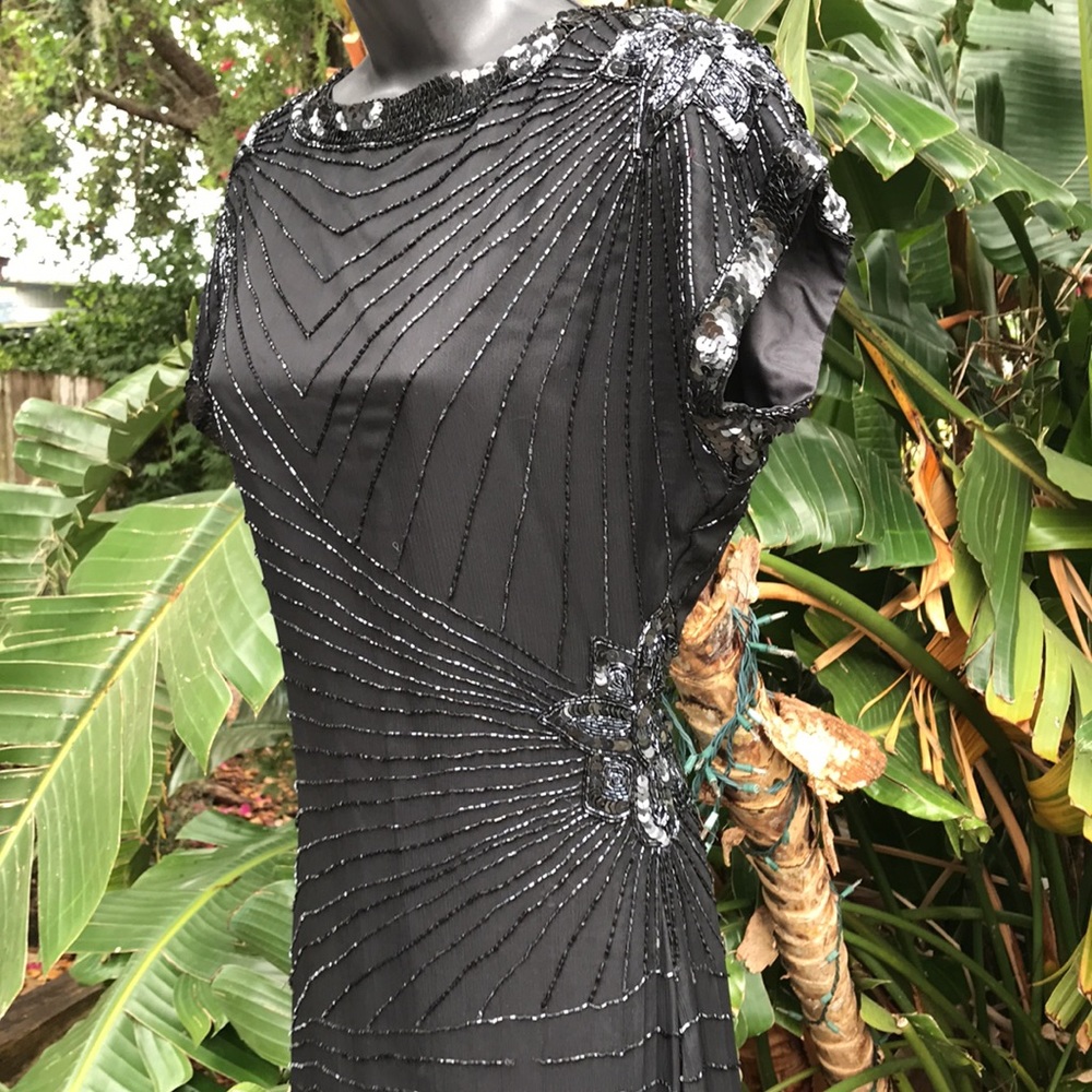 Fabulous vintage 80s beaded silk dress